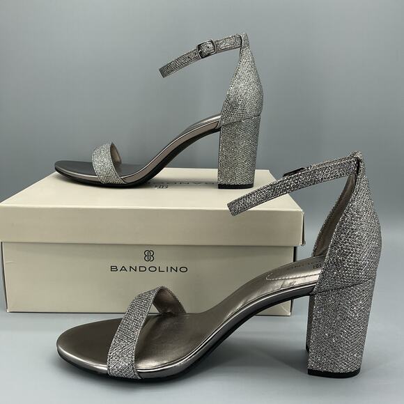 NEW Bandolino Women’s Armory Block Heel Dress Sandals Pewter Size 9M - Picture 2 of 10